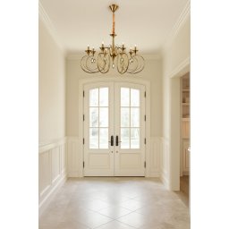Candelabru Cu 8 Brate, Finisaj Cupru Antic, Design Clasic Cu Cristale Decorative, 8 X E14, Ø450×H430 Mm