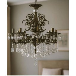 Candelabru Clasic Cu Cristale, 8 Brate, Soclu E14