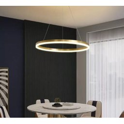 Pendul Led Cu Telecomanda, Design Auriu Modern, 55W, Lumina Reglabila 2800K–6500K, Ø500