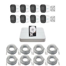 Sistem supraveghere complet IP Uniarch, 8 camere 2MP Full HD, Microfon, IR 30m, Pentru exterior, Vizualizare de pe mobil, NVR 8 canale, Accesorii montaj, HDD 1TB