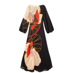 TED BAKER Rochie Cammeli Long Sleeve Printed Maxi 282156 black