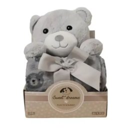 Sweet Dreams: Set cadou ursuleț cu pătură, culoare crem