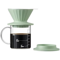 Cana cu filtru de cafea Buydeem CD1024-CG, 300 ml, Sticla borosilicata, Otel inoxidabil, Verde