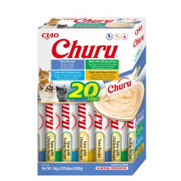 Inaba Cat Ciao Churu - varietăți cu ton (ton, pui, scoici, brânză) 4 x (20 x 14 g)