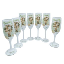 Set 7 pahare botez, model Green Baby Bear personalizat - FEIS510009