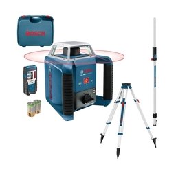 Bosch - GRL 400 H + LR 1 + BT 170 HD + GR 240 - Nivela laser rotativa, 20 m, +/-0.08 mm/m, 600 rot/min, receptor, trepied, mira, valiza plastic