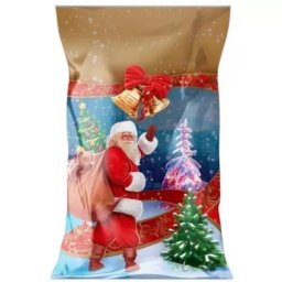 Sac de Moș Crăciun cu model auriu - larg, 20 x 35 cm