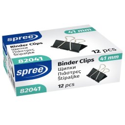 Clipsuri metalice SPREE, 41 mm, negru, 12 bucati/cutie