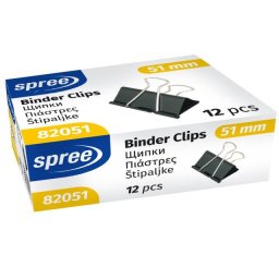 Clipsuri metalice SPREE, 51 mm, negru, 12 bucati/cutie