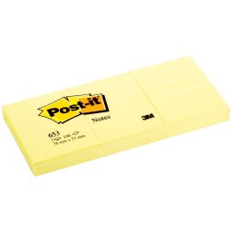 Notite adezive Post-it, 38 x 51 mm, 100 file, 3 bucati/set, galben