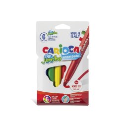 Carioca super lavabila, varf gros 6mm, 6 culori/cutie, CARIOCA Jumbo