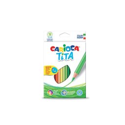 Creioane colorate CARIOCA Tita, hexagonale, flexibile, 18 culori/cutie