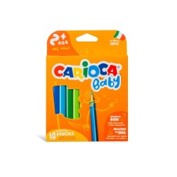 Creioane colorate CARIOCA Baby 2+, triunghiulare, 10 culori/cutie