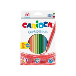 Creioane colorate CARIOCA, hexagonale, 18 culori/cutie