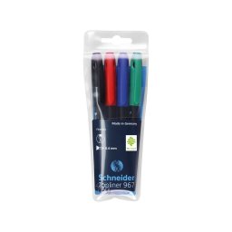 Liner SCHNEIDER 967, varf fetru 0.4mm, 4 culori/set - (N, R, A, V)