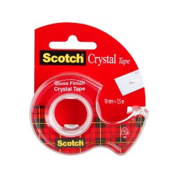 Banda adeziva Scotch Crystal Clear, 19 mm x 7.5 m, cu dispenser