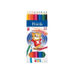 Creioane color flexibile Creative Kids, 12 culori/set