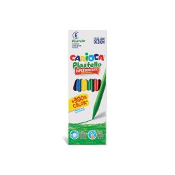 Creioane cerate, rotunde, super rezistente, lavabile, 6 culori/cutie, CARIOCA Plastello