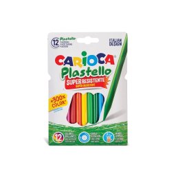 Creioane cerate, rotunde, super rezistente, lavabile, 12 culori/cutie, CARIOCA Plastello