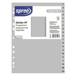 Separatoare SPREE, gri, index A-Z, A4, plastic