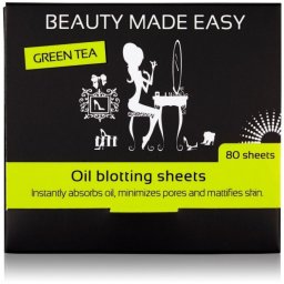 Foite matifiante, cu ceai verde, pentru ten, 80 buc, Beauty Made Easy