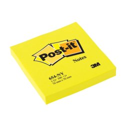 Notes adeziv neon, 76 x 76 mm, 100 file, Post-it, galben