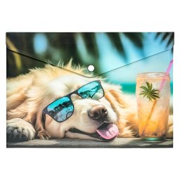 Mapă personalizată cu buton, A4, PP, Panta Plast, Chillout Dog