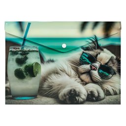 Mapă personalizată cu buton, A4, PP, Panta Plast, Chillout Cat