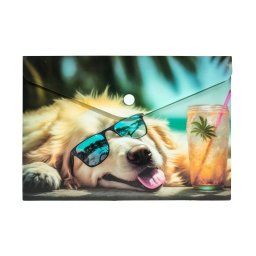 Mapă personalizată cu buton, A5, PP, Panta Plast, Chillout Dog