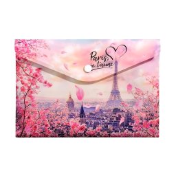 Mapă personalizată cu buton, A5, PP, Panta Plast, Take me to Paris