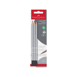 Creion grafit HB cu gumă grip 2001 Faber-Castell, 3 buc/blister