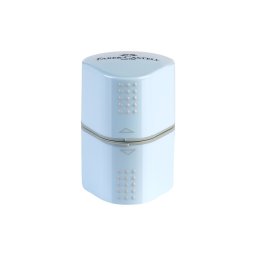 Ascuțitoare plastic triplă cu container grip 2001 Faber-Castell, bleu sky