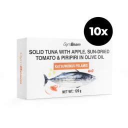 GymBeam Ton în ulei de măsline cu mere, roșii uscate la soare și piripiri (ardei iute) 10 x 120 g