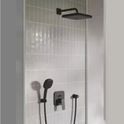 Set de dus fix si mobil incastrata, cu baterie monocomanda, negru mat, Grohe Cubeo cu Tempesta 250 -1053362430