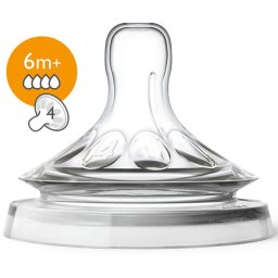 Tetina Natural cu 4 orificii +6 luni Philips Avent 2 buc
