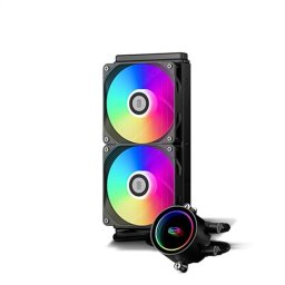 COOLER PCCooler DA240 ARGB, skt. Intel si AMD, racire cu lichid, 2 x 120mm, 500 - 1800 RPM, iluminare RGB adresabil, afisaj digital, negru DA240 ARGB BK (timbru verde 2.00 lei)