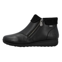 Ghete dama, Rieker, 47252-00-Negru, casual, piele naturala, impermeabil, imblanite, cu talpa joasa, negru (Marime: 37)