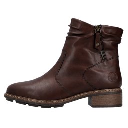 Ghete dama, Rieker, 77281-25-Maro, casual, piele ecologica, imblanite, cu toc, maro (Marime: 37)