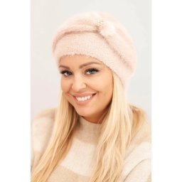 Kesi Women's winter fluffy hat with decoration and fur powder pink