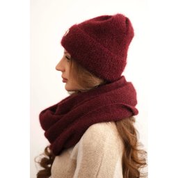 Kesi Ladies' set with a hat and a scarf made of soft knit burgundy