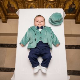 Costum elegant baieti David a, turcoaz si bleumarin
