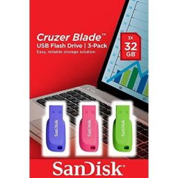 Memorie USB SanDisk Cruzer Blade - USB 2.0, 32 GBx3 buc, Multicolor