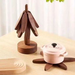 Set 3 suporturi din lemn pentru vase