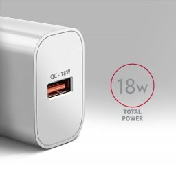 Incarcator de retea Wall charger 18W, 1x port USB-A, QC3.0/AFC Alb