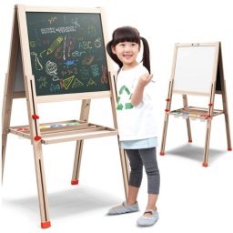 Tabla Jumbo cu Doua Fete, tip sevalet, inaltime reglabila, 168 cm, din lemn, culoare natur - Krista