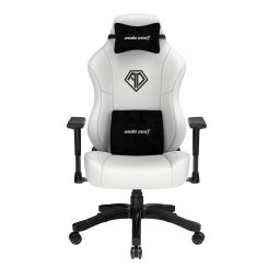Scaun gaming din piele Phantom 3 L alb rotativ