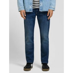 Blugi barbati, Rick, cu talie medie si croiala Slim Fit, Slim Leg, Albastru inchis (SELECTATI MARIMEA: 31, SELECTATI LUNGIMEA: 30)