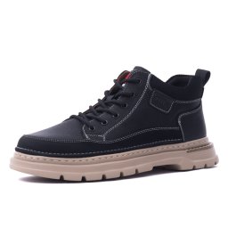 Ghete barbati din piele naturala, Otter, E6E670008A 01-N, negru