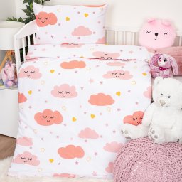 Lenjerie de pat 4Home de bumbac pentru pătuț Pink Clouds, 100 x 135 cm, 40 x 60 cm, 100 x 135 cm, 40 x 60 cm