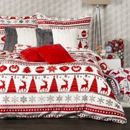 Lenjerie de pat din microflanel 4Home Christmas Time roșu, 140 x 200 cm, 70 x 90 cm